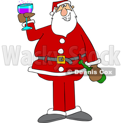 Cartoon Santa Giving a Christmas Toast © djart #1692321