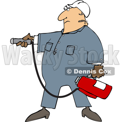 Cartoon Man Using a Fire Extinguisher © djart #1693414