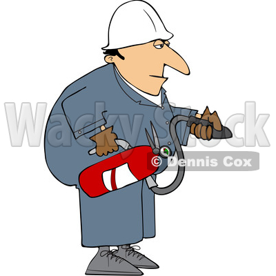 Cartoon Man Using a Fire Extinguisher © djart #1693416