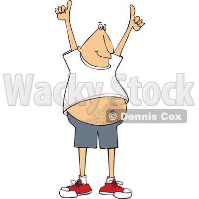Clipart of a Chubby Man Holding up Two Thumbs - Royalty Free Vector Illustration © djart #1694816