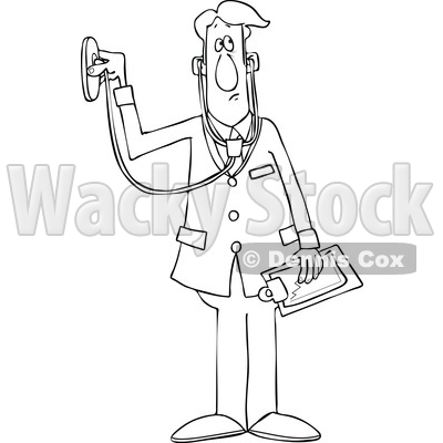Cartoon Male Doctor Using a Stethoscope © djart #1696508