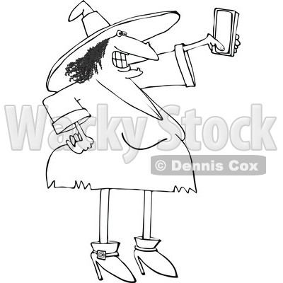 Cartoon Chubby Witch Taking a Selfie © djart #1698713
