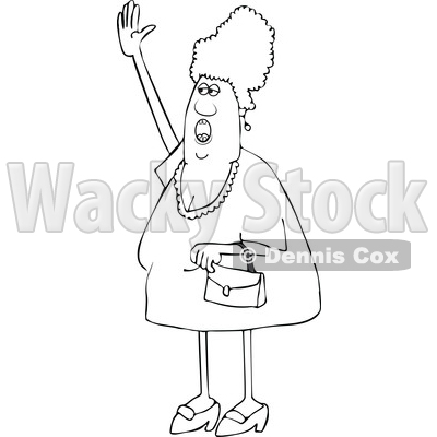 Cartoon Chubby Woman Shouting and Waving © djart #1698756