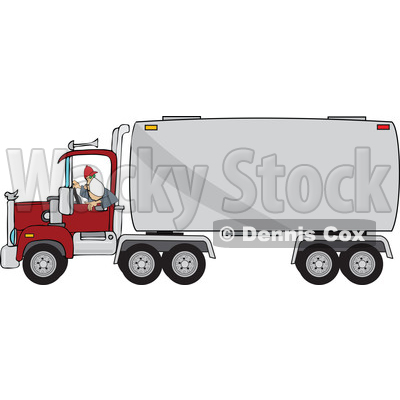 Cartoon Male Trucker Wearing a Mask and Backing up a Truck © djart #1706666