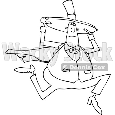 Cartoon Black and White Irish Man Running and Holding onto His Hat © djart #1708851