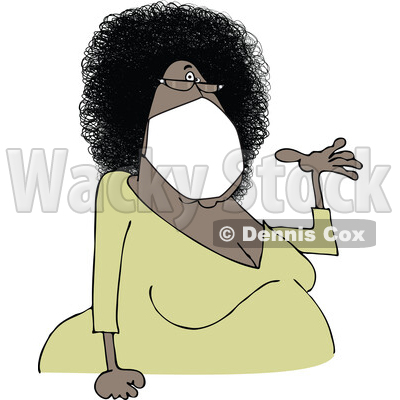 Cartoon Black Woman Presenting and Wearing a Mask © djart #1713511