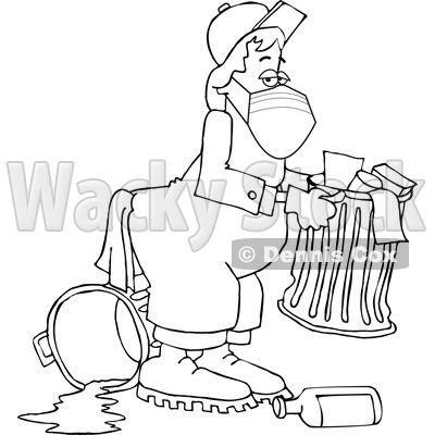 Cartoon Black and White Garbage Man Wearing a Mask © djart #1716846