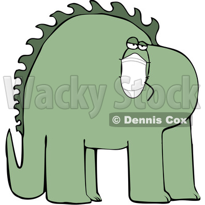 Cartoon Dinosaur Wearing a Covid Mask © djart #1717105