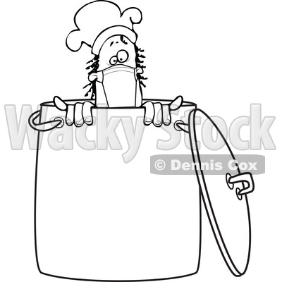 Cartoon Black and White Nun Male Chef Wearing a Mask in a Pot © djart #1717509