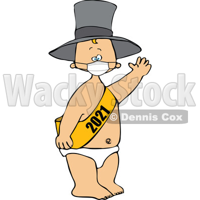Cartoon New Years 2021 Covid Baby Wearing a Sash © djart #1717515