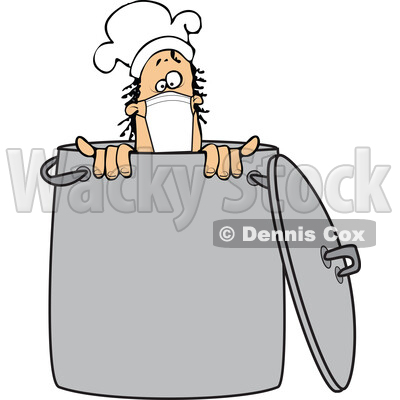 Cartoon Male Chef Wearing a Mask in a Pot © djart #1717517