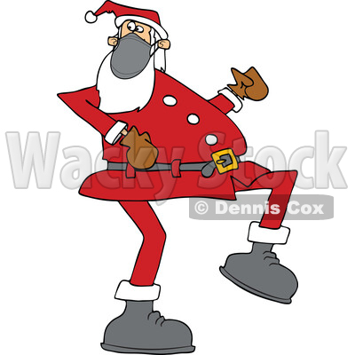 Cartoon Covid Santa Wearing a Mask and Strutting © djart #1718701