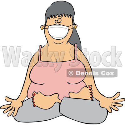 Cartoon Woman Doing Yoga and Wearing a Face Mask © djart #1719300