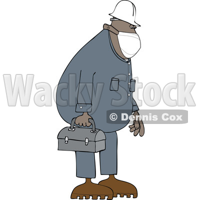 Cartoon Worker Wearing a Mask and Carrying a Lunch Pail © djart #1719307
