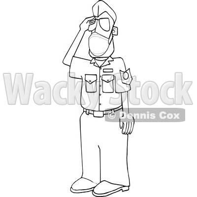 Cartoon Black and White United States Air Force Pilot Wearing a Covid Mask and Saluting © djart #1719523