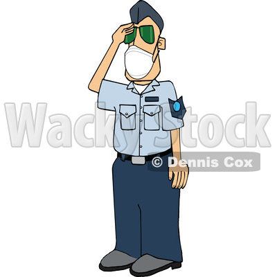 Cartoon United States Air Force Pilot Wearing a Covid Mask and Saluting © djart #1719527