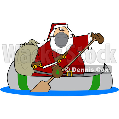 Cartoon Covid Christmas Santa in a Canoe © djart #1721365