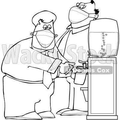 Cartoon Businessmen Wearing Masks at the Office Water Cooler © djart #1722507