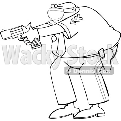 Cartoon Police Man Aiming a Gun © djart #1724652