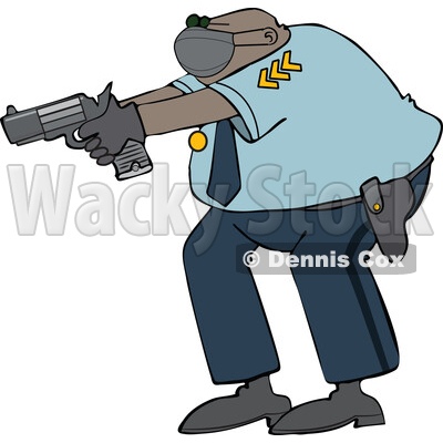 Cartoon Police Man Aiming a Gun © djart #1724655