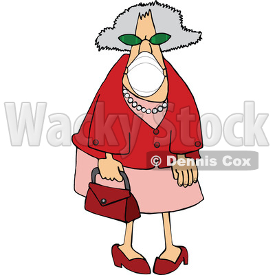 Cartoon Senior Woman Wearing a Mask © djart #1727754