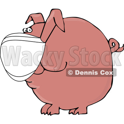 Cartoon Covid Pig Wearing a Mask © djart #1727755