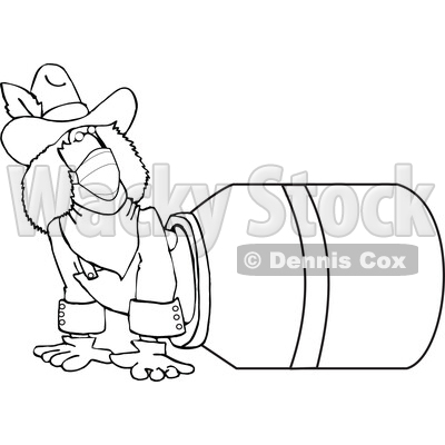 Cartoon Rodeo Clown Climbing out of a Barrel and Wearing a Mask © djart #1728613