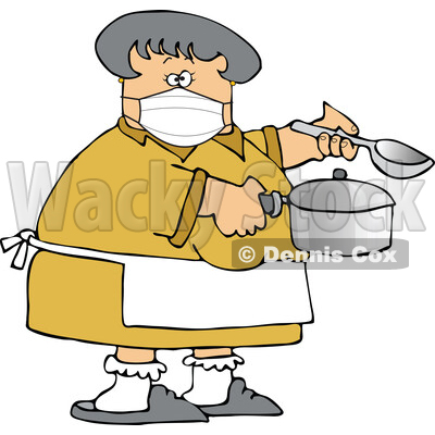 Cartoon Lady Wearing a Mask and Cooking © djart #1728626