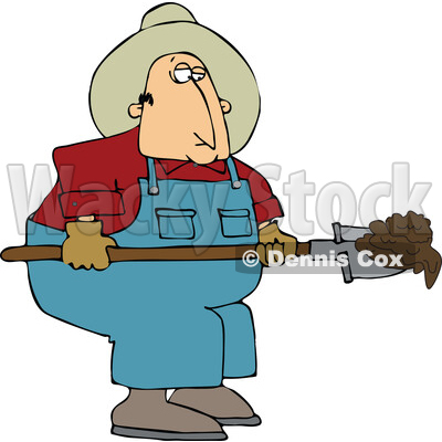 Cartoon Chubby Male Farmer Shoveling Manure © djart #1741175