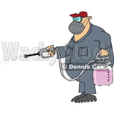 Cartoon Man Spraying Chemicals and Wearing a Mask © djart #1741202