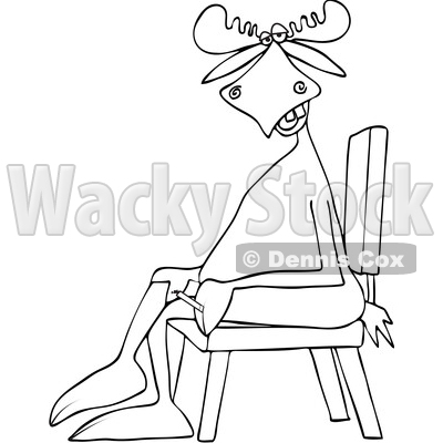 Cartoon Moose Sitting Cross Legged in a Chair © djart #1750150