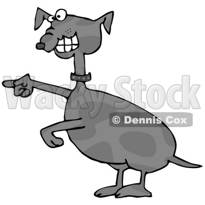Clipart Illustration of a Goofy Spotted Grey Mutt Dog Laughing And Pointing At Something © djart #17569