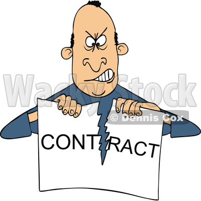 Cartoon Angry Guy Ripping Apart a Contract © djart #1773913