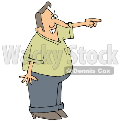 Clipart Illustration of a Frustrated Man Pointing And Shouting And Asking A Tresspasser To Leave His Private Property © djart #20320