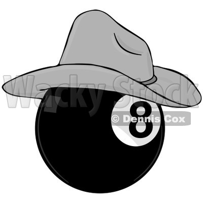 Royalty-Free (RF) Clipart Illustration of a Billiards Eight Ball Wearing A Cowboy Hat © djart #211657