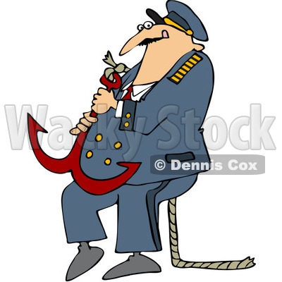 Royalty-Free (RF) Clipart Illustration of a Captain Carrying A Heavy Anchor © djart #229162