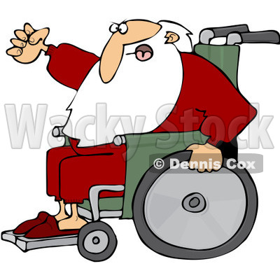 Royalty-Free (RF) Clipart Illustration of Santa Waving His Fist In Anger While Rolling His Wheelchair © djart #231465