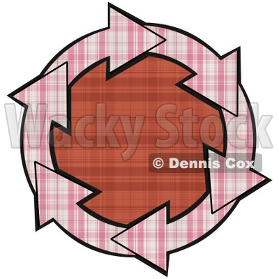 Clipart Illustration of a Circle Of Pink Plaid Arrows Around A Red Plaid Center © djart #28792