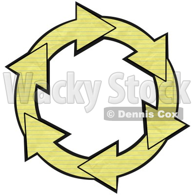 Clipart Illustration of a Circle Of Yellow Lined Notebook Paper Arrows Around A White Center © djart #28802
