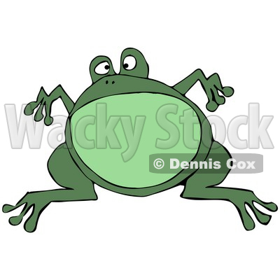 Clipart Illustration of a Big Green Bullfrog Leaping And Suspended In Mid Air © djart #30241