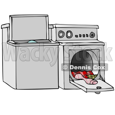 Clipart Illustration of a Top Loading Washing Machine And An Open Dryer With Warm Clothes © djart #33887