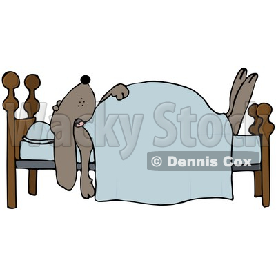 Clipart Illustration of a Dog Snoozing Under A Blanket On A Bed © djart #34038
