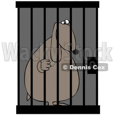 Clipart Illustration of a Jailed Dog Behind Bars In A Prison Cell © djart #34433