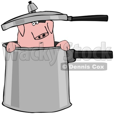 Clipart Illustration of a Curious Pig Peeking Out Of A Pot © djart #38904