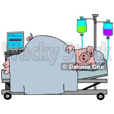 Clipart Illustration of a Sick Pig Resting In A Hospital Bed © djart #38910