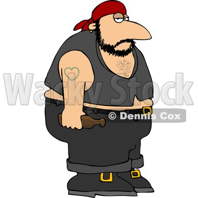 Obese Biker Man with a Heart Tattoo Clipart © djart #4143