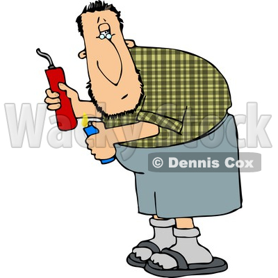 Bomber Man Looking Over His Shoulder Before Lighting a Dynamite Stick Clipart © djart #4148