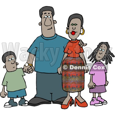 African American Family Standing Together as a Group Clipart © djart #4177