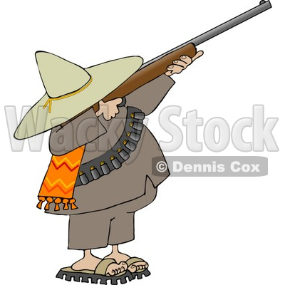 Bandito Aiming a Rifle and Getting Ready to Shoot Clipart © djart #4185