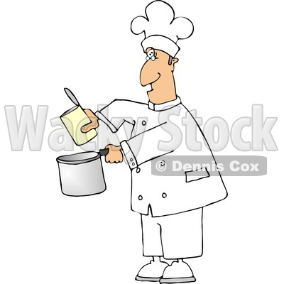 Chef Pouring Food from a Can Into a Cooking Pot Clipart © djart #4295